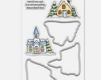 Recollections - Christmas Houses Die and Stamp set    -  NEW  (#4057)
