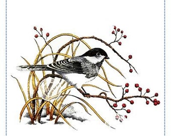 Whimsy Stamps --  Winter Chickadee   -- NEW -- (#3778)