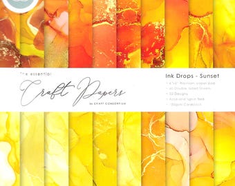 6 x 6 Paper Pad ~ Ink Drops -- SUNSET  ~ Double sided  - NEW (#4786)