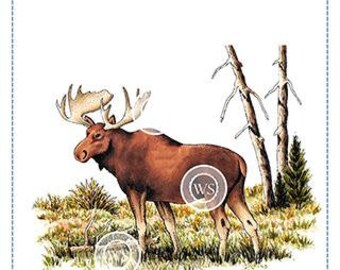Whimsy Stamps --   Moose Scene  -- NEW -- (#3767)