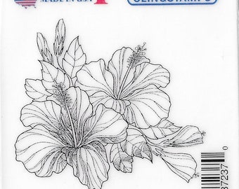 Deep Red Cling Stamps --  Hibiscus  -- NEW -- (#3399)