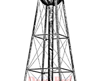 Deep Red Cling Stamps --  Water Tower -- NEW -- (#4699)