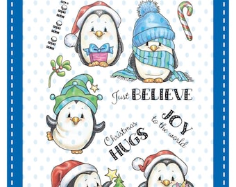 Whimsy Stamps --    Penguins Winter Holiday   -- NEW -- (#4609)