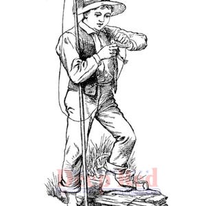 Dieprode plakstempels -- Vintage Fisherman -- NIEUW -- (#4652)