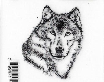 Deep Red Cling Stamps --  Wolf Portrait  -- NEW -- (#3225)