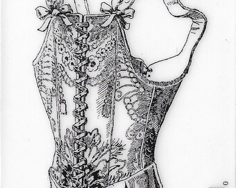 Deep Red Cling Stamps --   Victorian Corset   -- NEW -- (#3409)