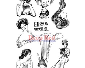 Deep Red Cling Stamps --    Gibson Girls Collection  -- NEW -- (#4839)