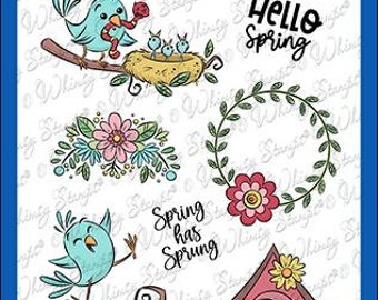 Whimsy Stamps --     Spring Birds  -- NEW  -- (#4270)