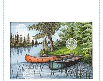 Whimsy Stamps --    Two Canoes   -- NEW -- (#4620)