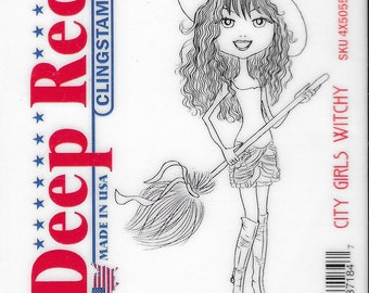 Deep Red Cling Stamps --   City Girl Witchy       -- NEW -- (#3829)