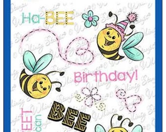 Whimsy Stamps --    Hap-Bee Birthday  -- NEW  -- (#3737)