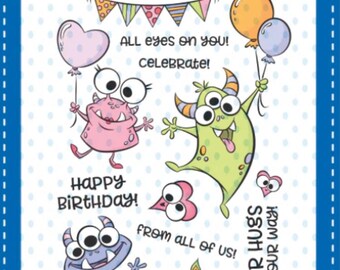 Whimsy Stamps --  Party Monsters  -- NEW  -- (#4506)