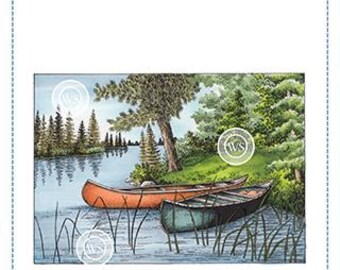 Whimsy Stamps --    Two Canoes   -- NEW -- (#4620)