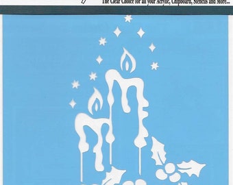 Clear Scraps Designer Stencil -- New --  Holiday Candles  -- (#3556)