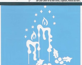 Clear Scraps Designer Stencil -- New --  Holiday Candles  -- (#3556)