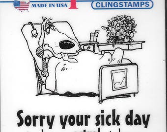 Deep Red Cling Stamps -- Sick Day  -- NEW -- (#2490)