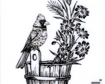 Deep Red Cling Stamps -- Garden Cardinal-- NEW -- (#4478)