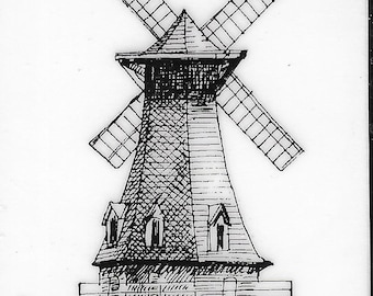 Deep Red Cling Stamps --     Windmill     -- NEW -- (#3846)