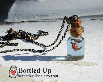 Sea Turtle in a tiny bottle necklace