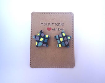 Starry night quilt patterned earrings