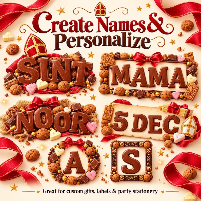 Sinterklaas Chocolate Alphabet Clipart, 60 PNG Letters A-Z, Numbers 0-9 ...
