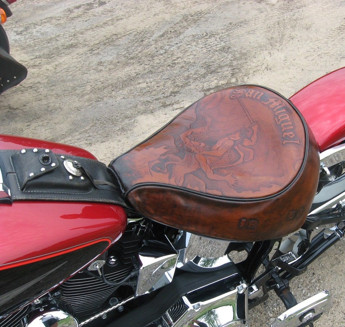 Custom Tooled Leather Motorcycle Seats Etsy