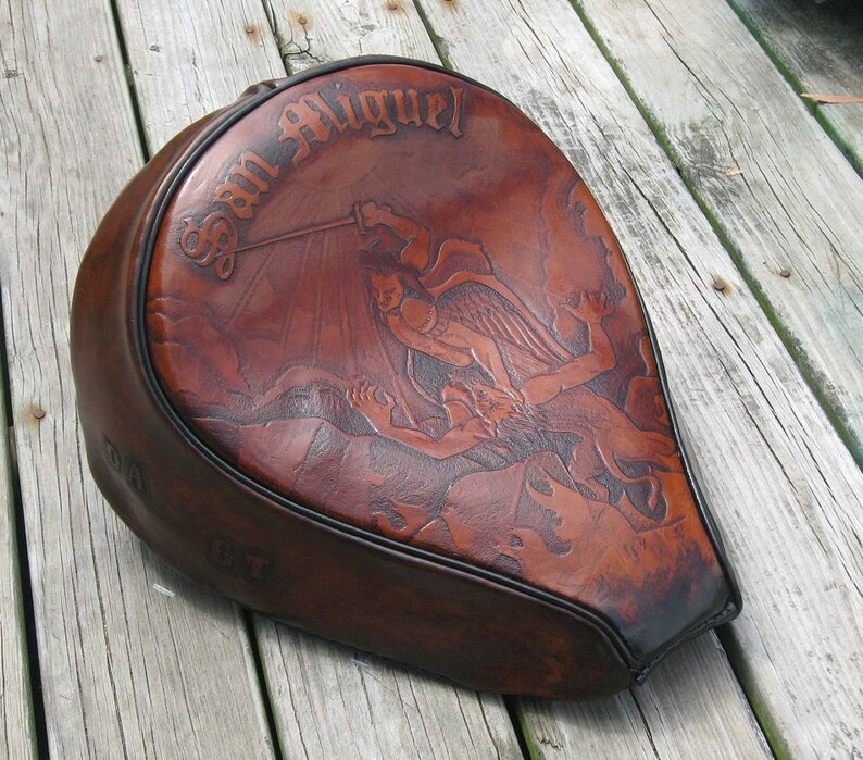 tooled leather motorcycle seats