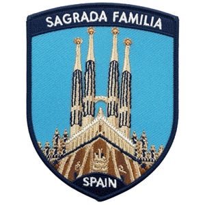 Basílica de la Sagrada Família Patch (7,9 cm) Geborduurd Strijk- of Naai-embleem Spaanse Reis- en Bezienswaardigheden Rugzak, Pet, Hoed Cadeau Patches