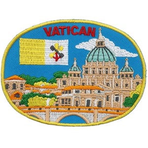Vatican City Patch Embroidered Iron-On / Sew-On Badge European Travel Italian Sightseeing Rome Emblem Gift Patches