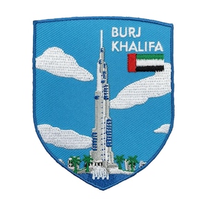 Burj Khalifa Patch (3.1 Inch) Embroidered Iron or Sew-On Badge UAE Dubai Middle East Travel Sightseeing Backpack, Cap, Hat Gift Patches