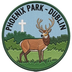 Phoenix Park Dublin Ireland Patch (3 Inch) Embroidered Iron or Sew-On Badge Irish Heritage Wildlife Sightseeing, Backpack, Hat Gift Patches