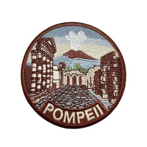 Toppa Pompei (3,1 pollici) ricamata da stirare o cucire, toppa regalo per zaino, berretto e cappello, viaggio in Europa, Italia