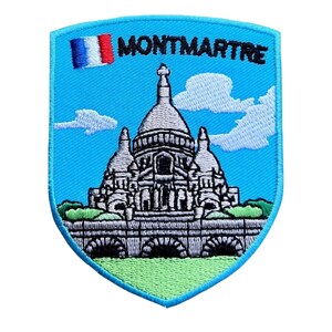 Toppa di Montmartre Parigi (7,9 cm) Ricamata, termoadesiva/da cucire, emblema souvenir francese, ideale per zaino, giacca, cappello, borsa e come regalo.