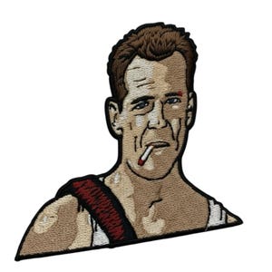 Ecusson rigide brodé Bruce Willis, fer sur badge, emblème à collectionner drôle de film rétro classique
