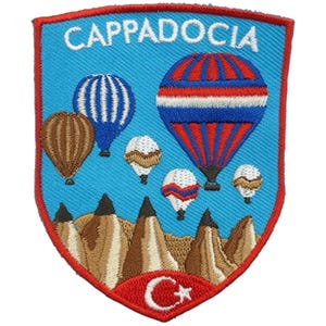 Cappadocia Patch (3.1 Inch) Embroidered Iron-Sew-On Badge Hiking Hot Air Balloon Trekking Travel Sightseeing Backpack, Cap, Hat Gift Patches