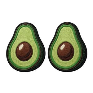 Cute Avocado Patch (Pack of 2) - Embroidered Iron-On / Sew-On Badge Food Appliqué Emblem (70x60mm)
