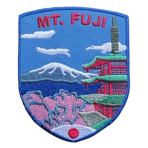 Mount Fuji Patch (3 Inch) Embroidered Iron-On / Sew-On Badge Hiking Japanese Trekking Travel Japan Sightseeing Gift Patches