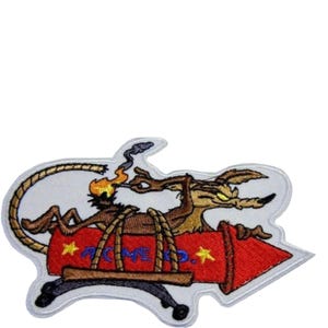 Wile E Coyote Patch (4 Inch) Embroidered Iron/Sew-on Badge Retro Cartoon Character Acme Rocket Emblem DIY Costume, Hat, Bag, Gift Patches