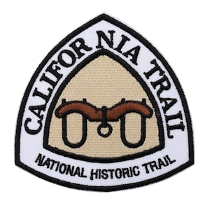 California Trail Patch, National Historic Trail Embroidered Iron On Patch, Wagon Yoke Shield Crest Badge, Hiking Travel Souvenir (90mm)