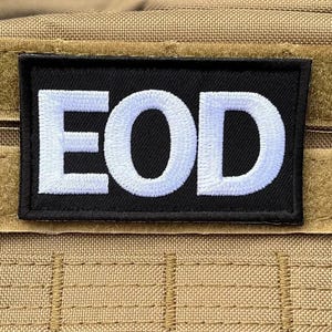 Naszywka EOD z haftowanym haczykiem i pętelką (3,5 cala) z zapięciem na spód, taktyczna, airsoft, paintball, naszywki na prezenty