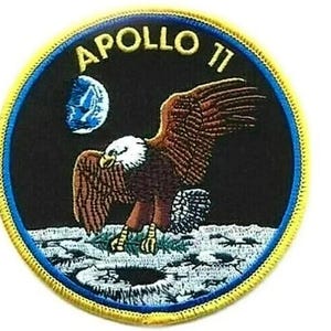 Apollo 11-uppdragsmärke Broderat stryk-/sysmärke Astronaut rymddräkt Souveniremblem Kostym Månlandning Gåva-märken