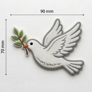 Dove Peace Patch (3.5 Inch) Iron On, Embroidered Bird Badge, Olive Branch Christian Gift, Jacket Backpack, Spiritual Faith Emblem