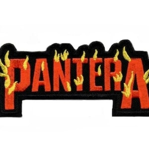 Toppa Pantera (9,5 cm) ricamata termoadesiva/da cucire, stile heavy metal, rock, volgare, per esposizione musicale, souvenir, fai da te, costume, regalo.