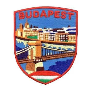 Budapest Hungary Patch Embroidered Iron-On / Sew-On Badge Balkan Travel European Sightseeing Emblem Gift Patches (80×65mm)