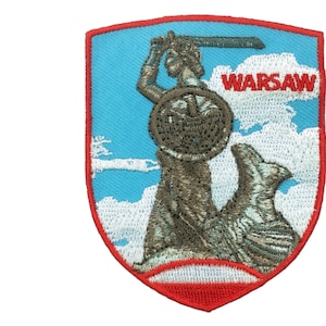 Warschauer polnischer Aufnäher (7,9 cm), gestickt, zum Aufbügeln oder Aufnähen, ideal für Reisen nach Osteuropa, Sightseeing, Rucksack, Mütze oder Hut, als Geschenk.