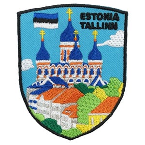 Estonia Patch (3.1 Inch) Embroidered Iron or Sew-On Badge Baltic Travel Tallinn Sightseeing Backpack, Cap, Hat Gift Patches