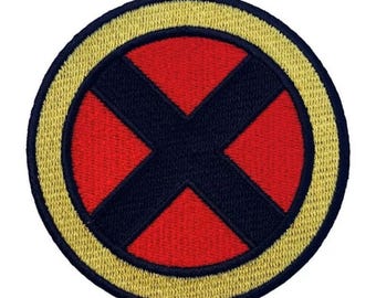 X-Men Patch (3 Inch) Embroidered Hook & Loop / Iron-on Badge Super Hero Xmen Movie Souvenir Crest Symbol DIY Costume, Cap, Bag, Gift Patches