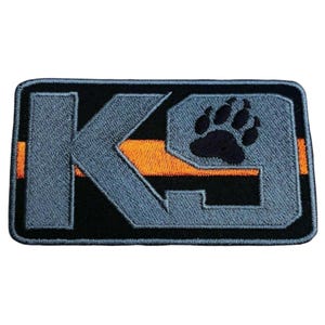 Écusson brodé K-9 Thin Orange Line SAR (fixation auto-agrippante) pour harnais de chien de travail K9