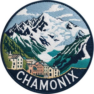 Chamonix-märke Mont Blanc broderat stryk-/sysömmärke (7,6 cm) resor franska alperna souvenir Europa semester gåva märke