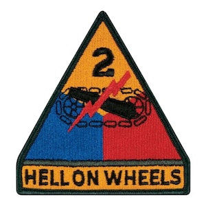 Écusson brodé « Hell On Wheels » de la 2e division blindée - Insigne à repasser/à coudre (95 x 85 mm)
